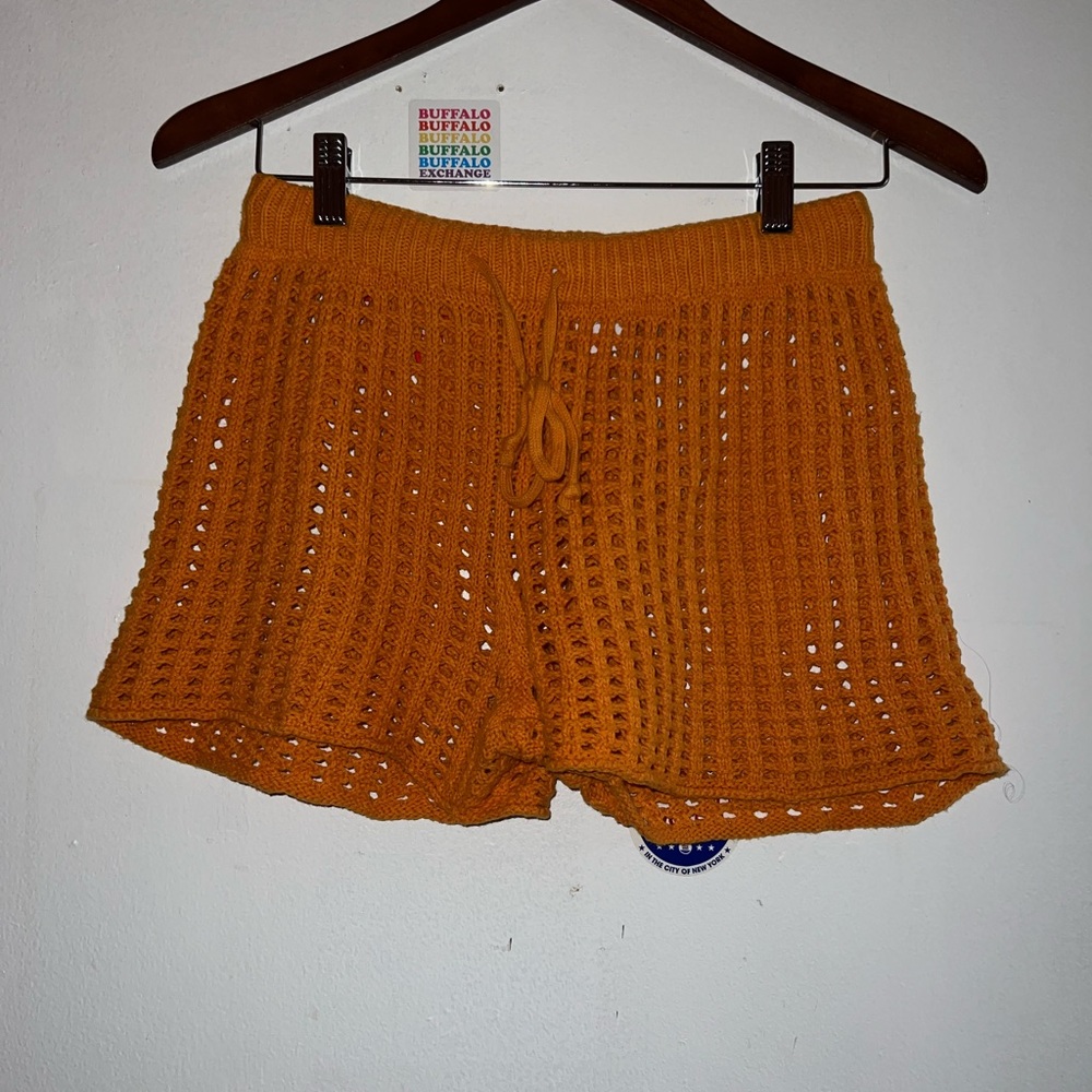 Orange crochet shorts
